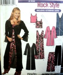 7184 SIMPLICITY  LONG COAT, VEST LENGTHS, KNIT TOP, PANT PATTERN 7/8-23/24 2 SIZES